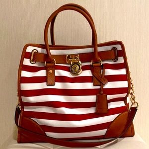 Michael Kors red and white bag